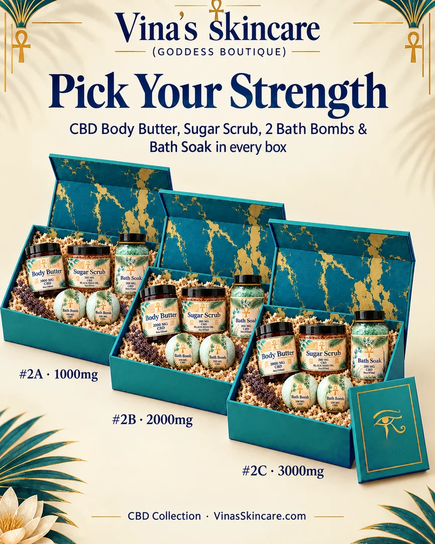 Three CBD gift boxes side by side: #2A 1000mg, #2B 2000mg and #2C 3000mg