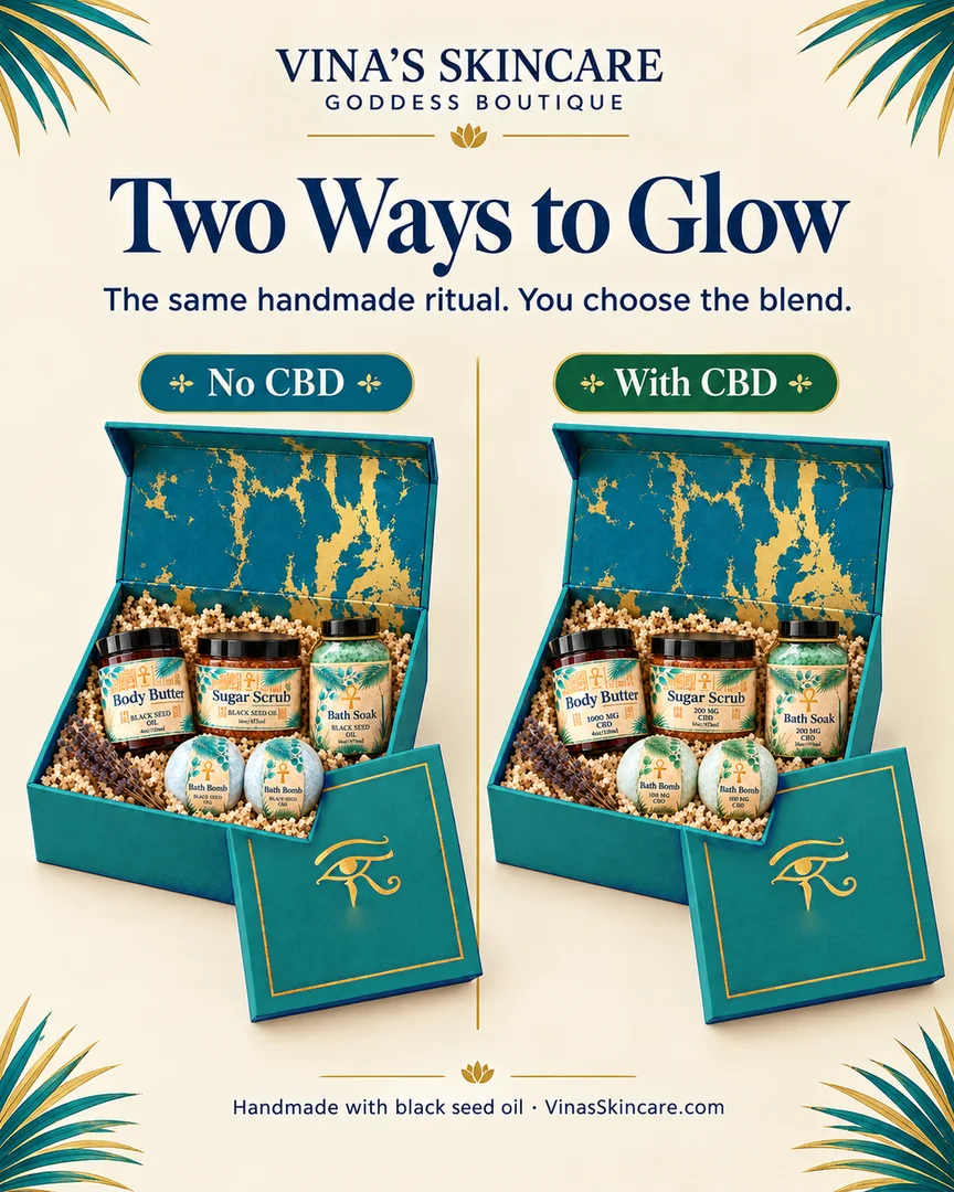 No CBD and With CBD gift boxes side by side