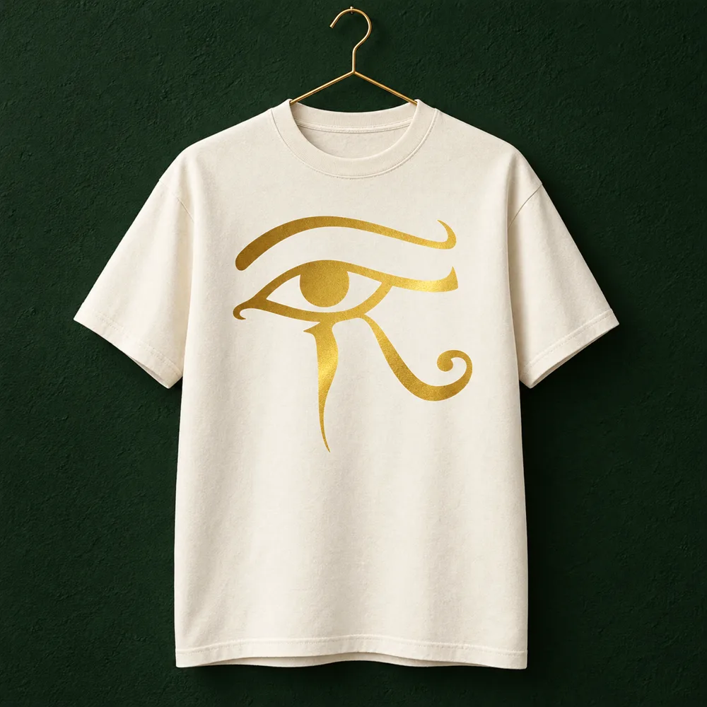Cream T-shirt with the gold FourTwenty Eye of Horus print
