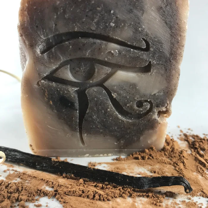 Handmade CBD soap stamped with the Eye of Horus
